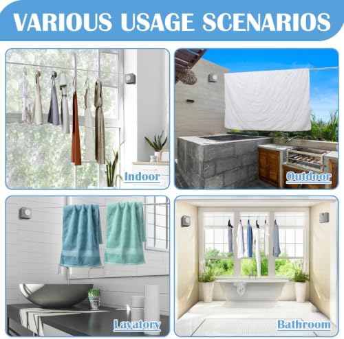 Upgrade-Retractable Clothesline Indoor, Non-Sagging Outdoor Clothes Line - Image 6