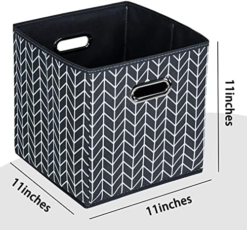 Black Foldable Storage Cubes Bins, Fabric Storage Box Cubes Organizer Baskets - Image 2