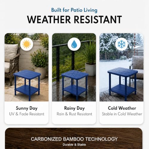 PASAMIC Outdoor Side Table, 2-Tier Square Patio Table - Image 5