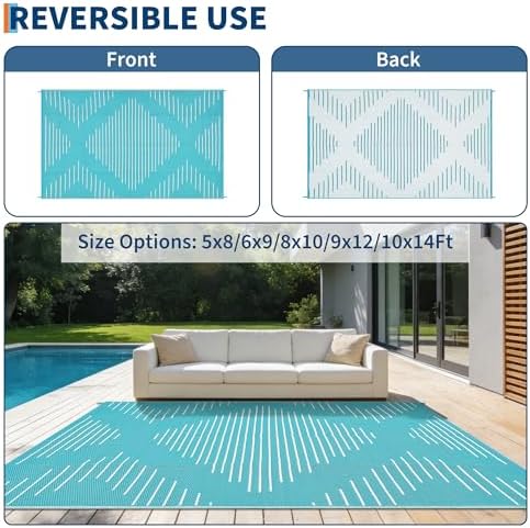 Garvee 6x9 Area Rugs Plastic Reversible Patio Rugs Outdoor Waterproof - Image 5