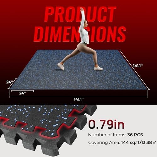 SUPERJARE 0.79'' Extra-Thick 36 Pcs 144 Sq Ft Exercise Equipment Mats - Image 2