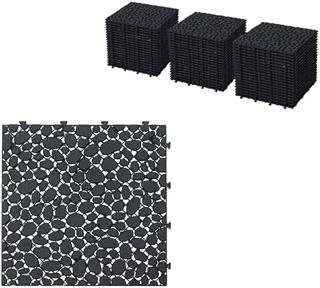 60 Pcs Floor Tiles, Pebble Pattern Plastic Interlocking Deck Tiles, Outdoor by Unknown