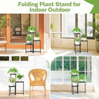 iDavosic.ly 3 Tier Folding Plant Stand Indoor Outdoor, Plastic Tray - Image 6