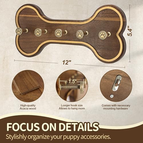 MTERSN Acacia Wood Dog Leash Holder - Image 2