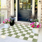 Green White Checkered Entry Rug - Image 3