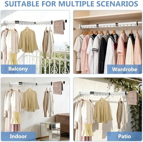Clothes Drying Rack Wall Mounted, 3-Fold Space-Saving Drying Rack Clothing - Image 6