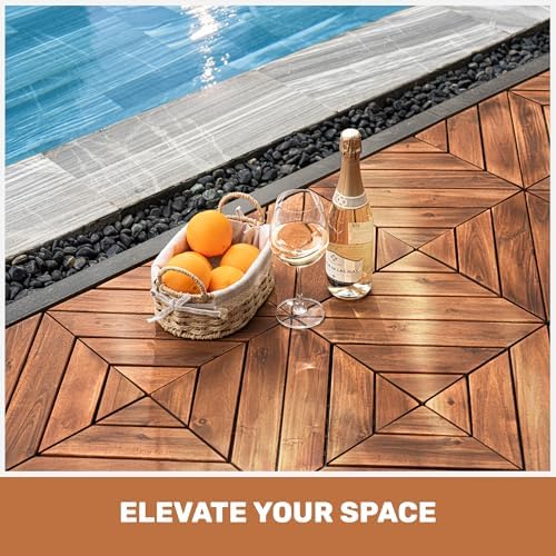 Acacia Wood Interlocking Deck Tiles 27 Pcs, Waterproof and Easy Installation - Image 7
