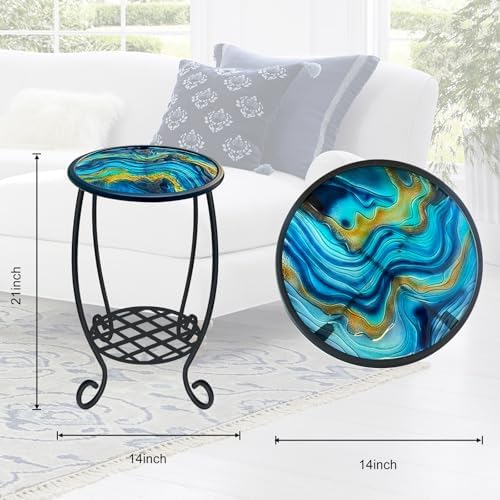 LIFFY Patio Side Tables, Round Decorative Plant Stand & Accent Table - Image 3