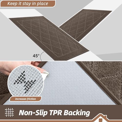 BEQHAUSE Dirt Trapper Door Mat 20" x 32", Doormat Non-Slip, Light Brown - Image 5