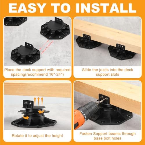 Timtin 30 Pack Adjustable Deck Support Pedestals, 1-3/16 to 2-3/8 in - Image 4