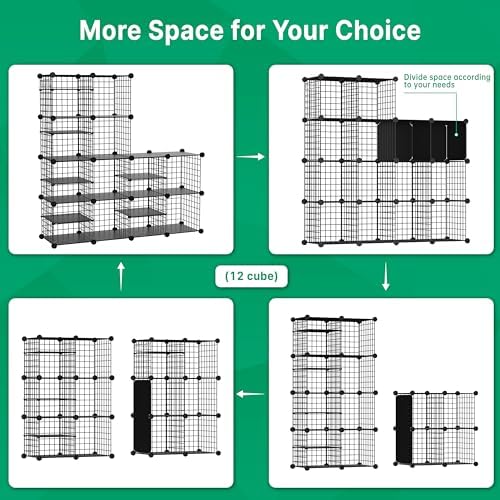 Wire Cube Storage Organizer, 12 Cubes Converted into 14 Cubes, Sturdy Metal - Image 4
