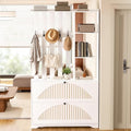 Narrow Hall Tree with Storage, Modern Entryway Coat Rack with Shoe Cabinet by WLLPNG