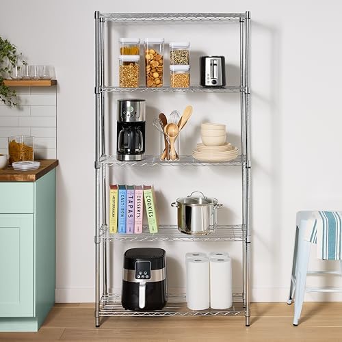 Amazon Basics 5-Shelf Adjustable Heavy Duty Steel Wire Rack, Space Saving - Image 5