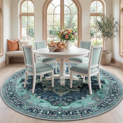 RELEANY Washable Area Rug, Round 7ft by RELEANY