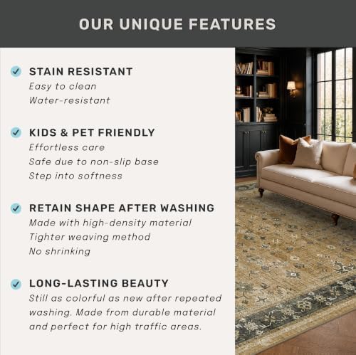Traditional Washable 6x8 Area Rug - Image 6