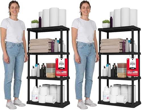 IRIS USA 4-Shelf Light Duty Plastic Storage Shelves, 200lb Capacity, Medium by IRISUSA
