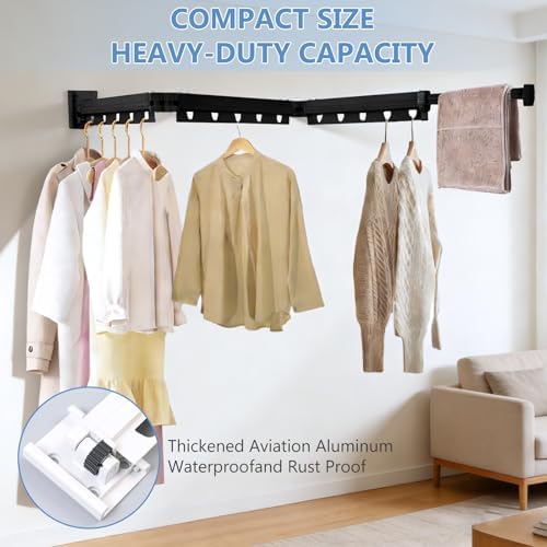 Clothes Drying Rack Wall Mounted, 3-Fold Space-Saving Drying Rack Clothing - Image 4