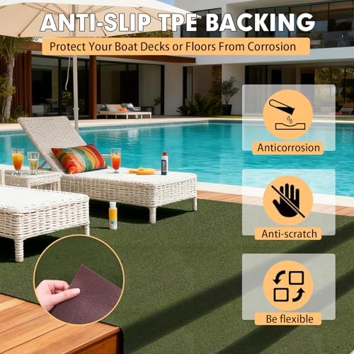Grefinity Marine Carpet, 6 FT x 18 FT Olive Green Indoor Outdoor Carpet - Image 5