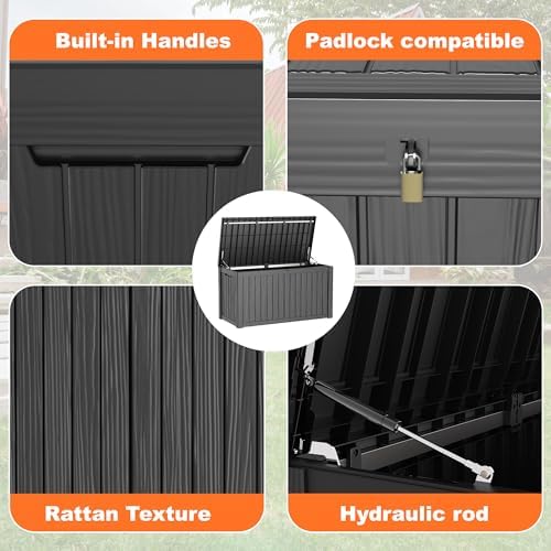 180 Gallon Outdoor Deck Box, Lockable Waterproof Outdoor Storage Boxes - Image 3