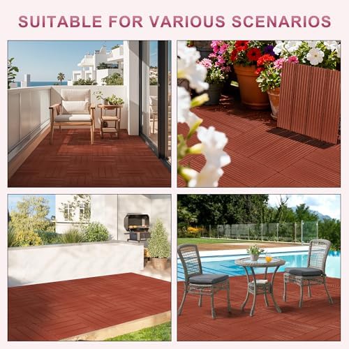 Plastic Interlocking Deck Tiles 12 Pack, 12in Waterproof Patio Flooring - Image 7