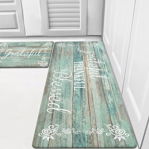 HEBE Anti Fatigue Kitchen Mat Set of 2, Cushioned Kitchen Mats by HEBE