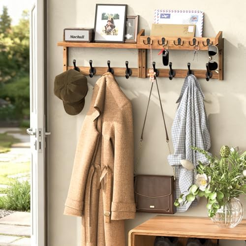 35'' Brown Coat Rack Wall Mount - Image 2