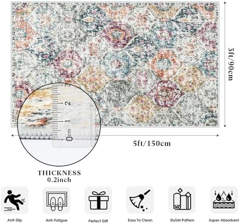 Lahome Moroccan Small Washable Area Rug, 3x5 Rug - Image 2