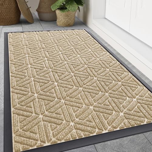 Smiry Front Door Mat Outside Entrance, Low Profile Rubber Doormat by Smiry
