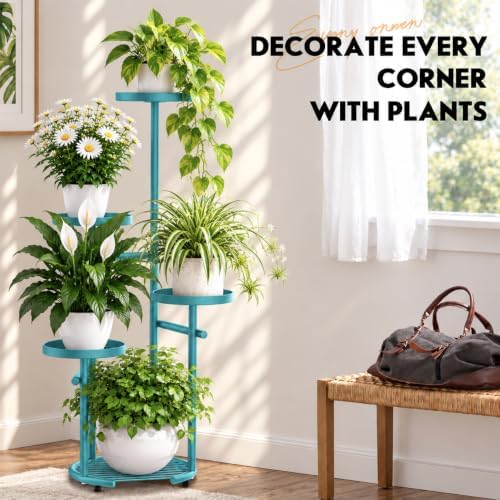 TOSKING Tall 5-Tier Round Metal Corner Plant Stand Indoor - Image 6