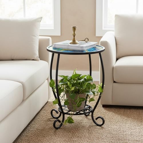 LIFFY Patio Side Tables, Round Decorative Plant Stand & Accent Table - Image 2