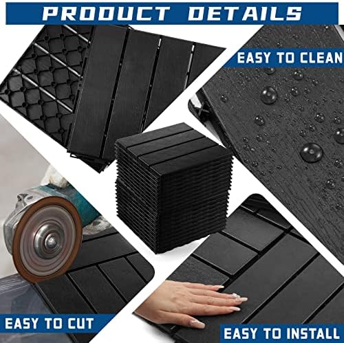 Treela 48 Pcs Plastic Interlocking Patio Deck Tiles 12"x12" - Image 3