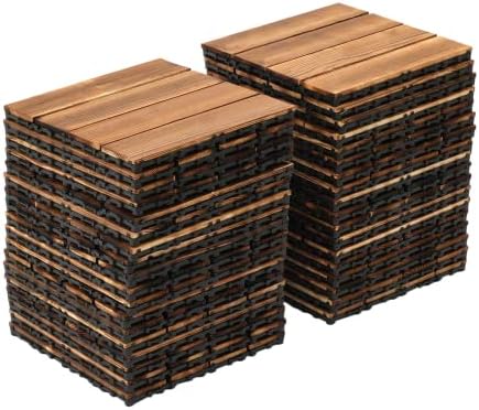 36 PCS Interlocking Deck Tiles, 12“ x 12” Tiles Snap Together Wood Floor Panels by Unknown