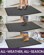 DEXI Front Door Mat Outside Entrance 24x36 Rubber Entry Doormat Grey - Image 6