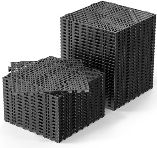 Bonnlo 12''x12'' PVC Interlocking Floor Tile, 40 Pack Black Anti-Fatigue Floor by Bonnlo