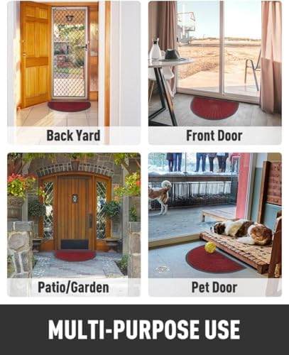 tchdio Door Mat Outdoor Indoor Entrance Doormat-Semicircular Durable Rubber Non - Image 6