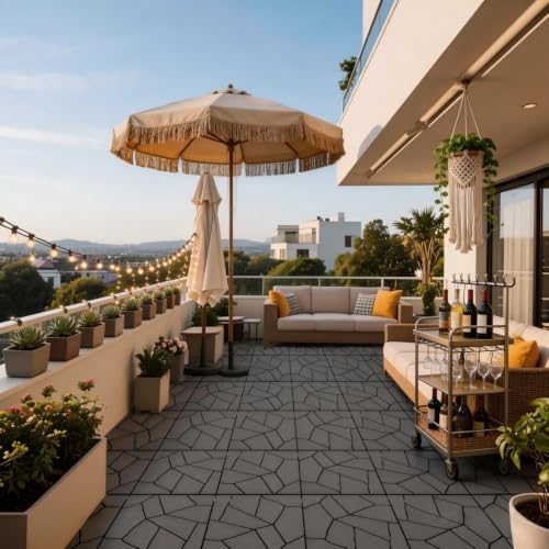 Interlocking Deck Tiles Outdoor, 44 Pack 12" Stone Pattern Patio Flooring - Image 5