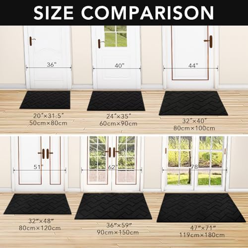 hicorfe Indoor Doormat, Front Back Door Mat Rubber Backing Non Slip Door Mats - Image 3