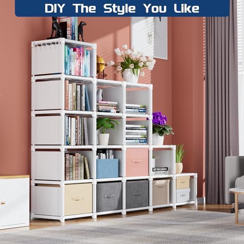 Mavivegue Book Shelf, 18 Cube Storage Organizer, DIY Bookcase White - Image 7