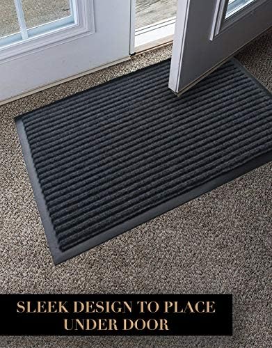 LuxUrux 2-Pack Heavy-Duty Striped Gray Rubber Door Mats - Image 4