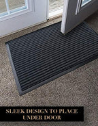 LuxUrux 2-Pack Heavy-Duty Striped Gray Rubber Door Mats - Image 4