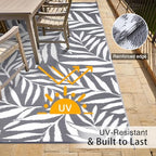 OLANLY Outdoor Rug 9x12 ft Waterproof Reversible Leaf Mat - Image 4