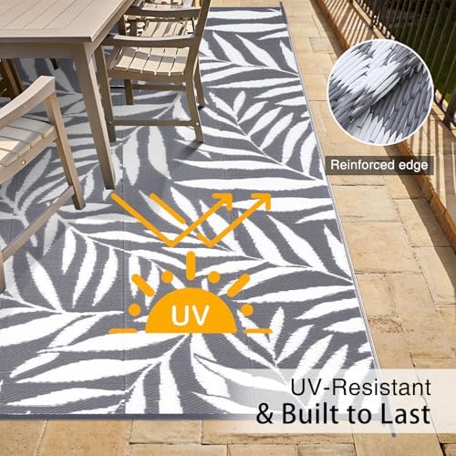 OLANLY Outdoor Rug 9x12 ft Waterproof Reversible Leaf Mat - Image 4