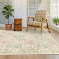 Beige Green 4x6 Washable Area Rug by HazoHaus