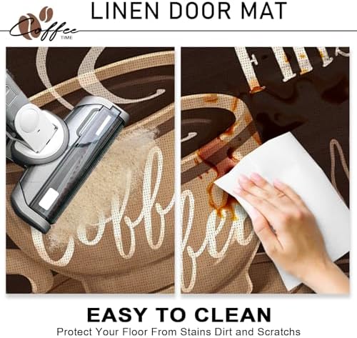 But First Coffee Themed Decorative Front Door Mat, Welcome Doormat - Image 4