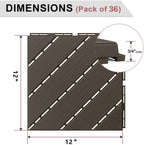 VANCASTLE Interlocking Deck Tiles 36 Pack Dark Coffee 12"x12" Patio Pavers - Image 3
