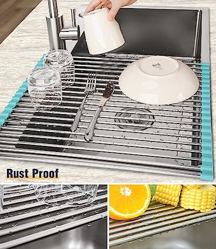 Tomorotec Roll Up Dish Drying Rack Over Sink, 304 Steel - Image 2