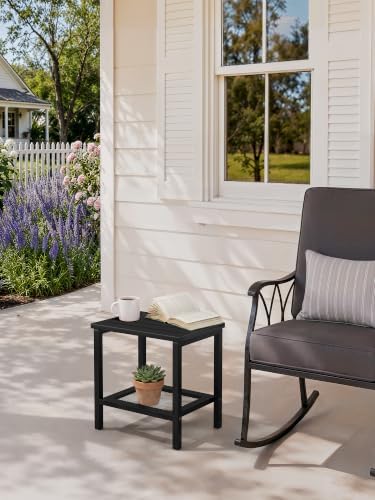 2-Tier Storage Outdoor Side Table, HDPE Small Outdoor Table - Image 7