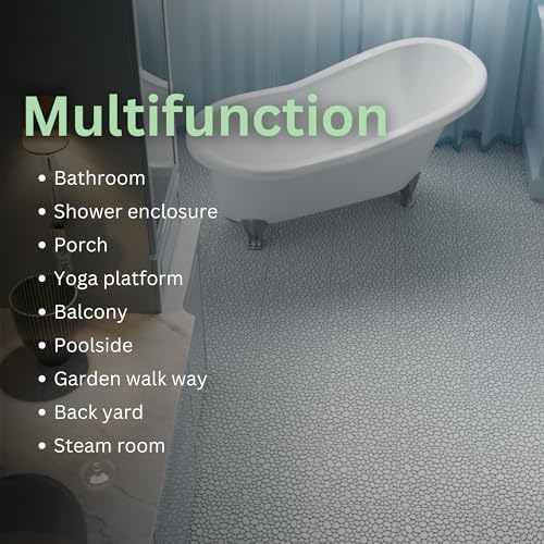 12x12 Inch Gray Plastic Interlocking Deck Tiles, Waterproof Non-Slip Pebble - Image 7