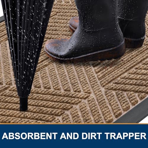 Smiry Front Door Mat Outside Entrance, Low Profile Rubber Doormat - Image 3