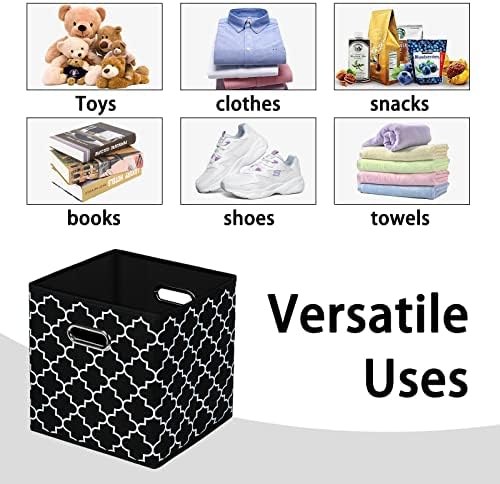 Black Foldable Storage Cubes Bins, Fabric Storage Box Cubes Organizer Baskets - Image 3